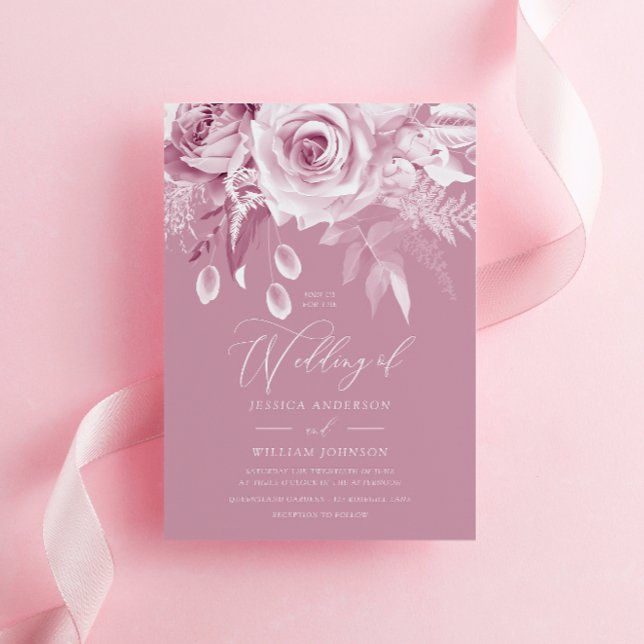 Invitation Beau designer Dusty Rose Mariage (Créateur téléchargé)