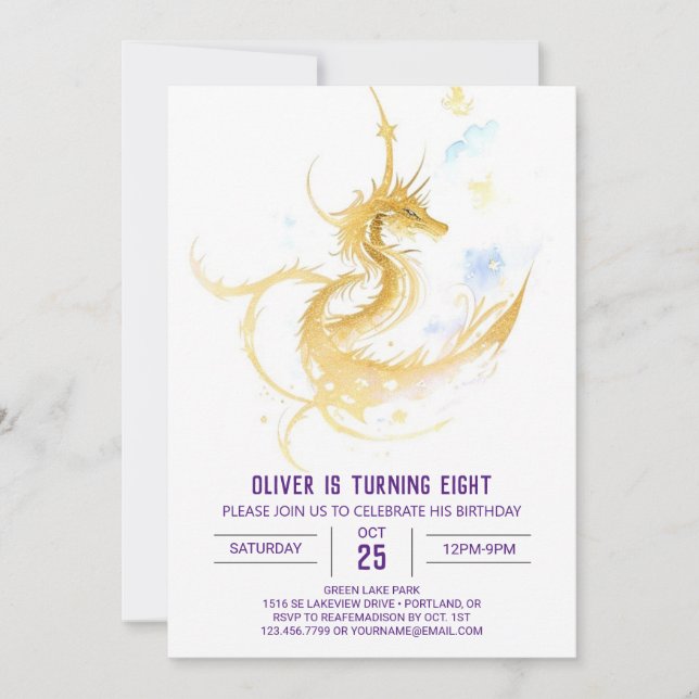 Invitation Beau Dragon Whimsy Anniversaire (Devant)