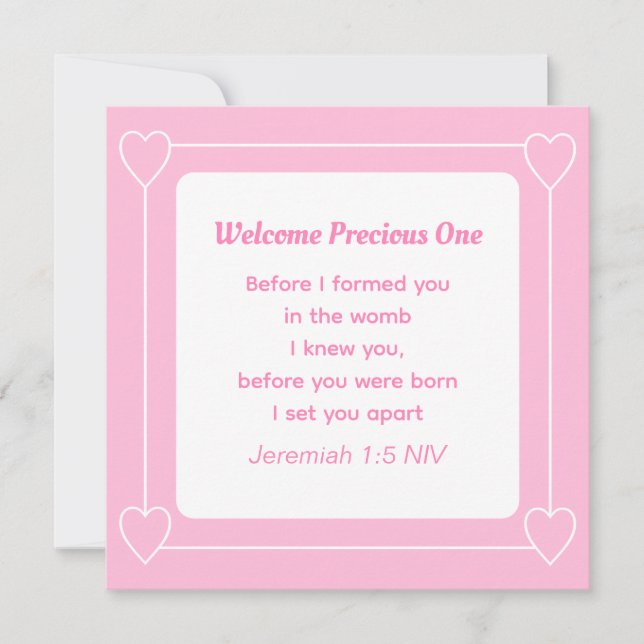 Invitation Beau et simple Baby shower rose clair blanc (Devant)