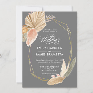 Invitation Beau Feuille rustique aquarelle Mariage budget