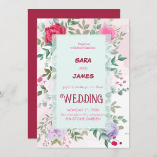 Invitation Beau Floral Et Élégant Mariage Rose Blush