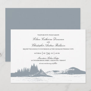 Invitation Beau Gray Mountain Pine Trees Lac MARIAGE