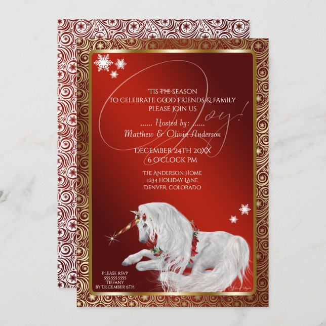 Invitation Beau Imaginaire Noël Unicorn Joy (Devant / Derrière)