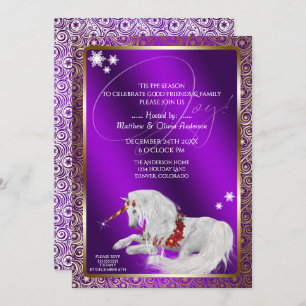Invitation Beau Imaginaire Noël Unicorne Joy Purple