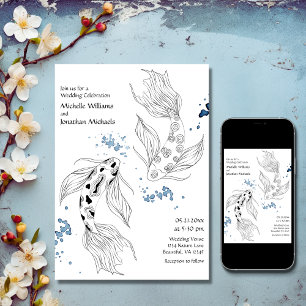 Invitation Beau japonais Koi Fish Mariage moderne