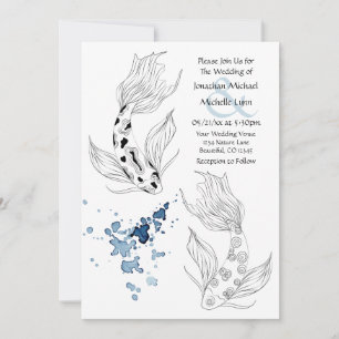 Invitation Beau japonais Koi Mariage de natation