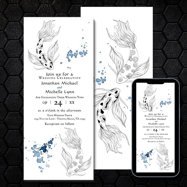 Invitation Beau japonais Koi Mariage de natation (Créateur téléchargé)