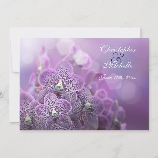 Invitation Beau Mariage à fleurs d'orchidées violettes (Devant)