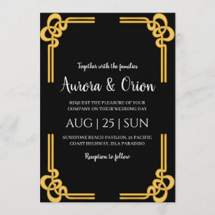 Invitation beau mariage art nouveau floral vintage