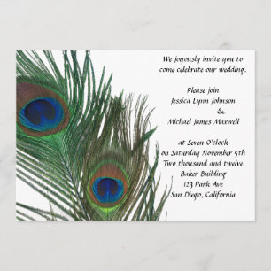 Invitation Beau mariage blanc de paon