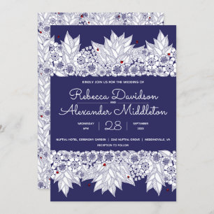 Invitation Beau Mariage bleu et blanc