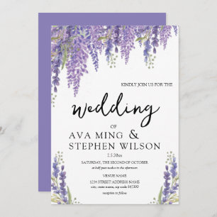 Invitation Beau Mariage d'aquarelle de l'arbre Wisteria