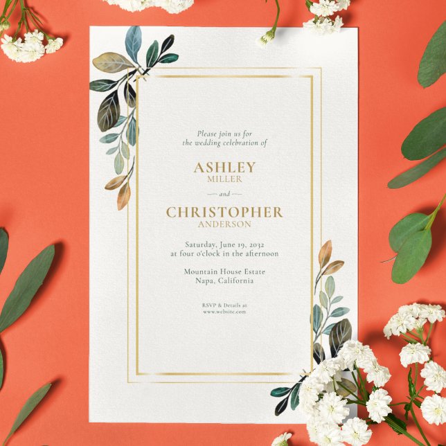 Invitation Beau Mariage d'aquarelle fleurie (Créateur téléchargé)