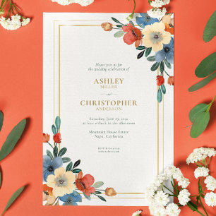 Invitation Beau Mariage d'aquarelle fleurie
