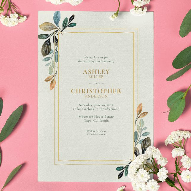 Invitation Beau Mariage d'aquarelle florale (Créateur téléchargé)