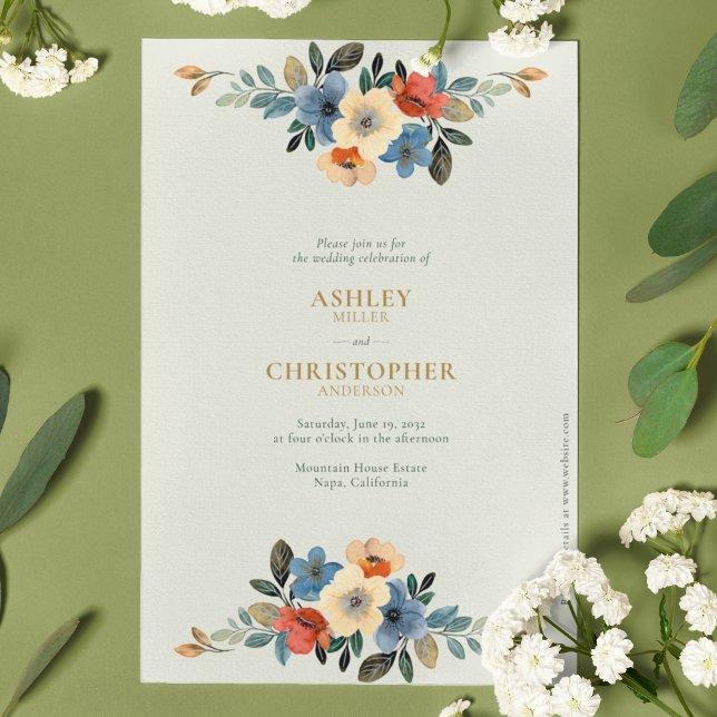 Invitation Beau Mariage d'aquarelle florale (Créateur téléchargé)