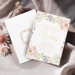 Invitation Beau Mariage de Monogramme de printemps de Fleur d