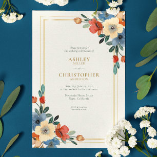 Invitation Beau Mariage d'ivoire Floral Aquarelle