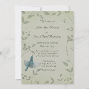 Invitation Beau Mariage d'oiseaux bleus