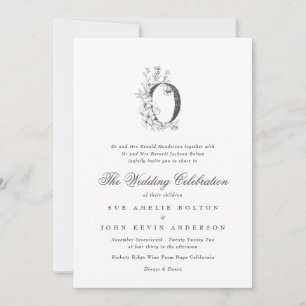 Invitation Beau Mariage floral 'O' Monogramme
