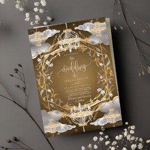 Invitation Beau Mariage opulent or et cristaux