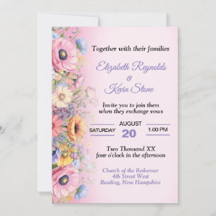 Invitation Beau Mariage Pastel Flowers