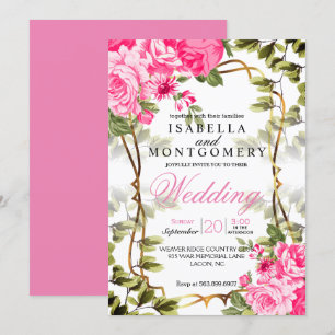 Invitation Beau Mariage rose floral