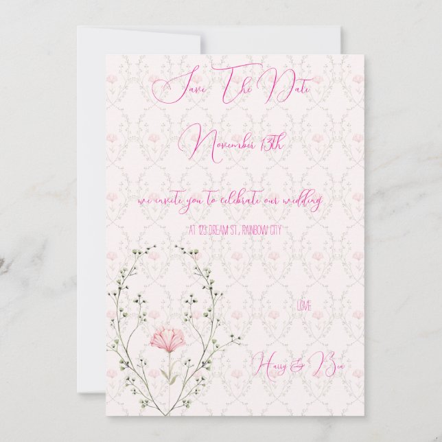 Invitation Beau motif floral  (Dos)