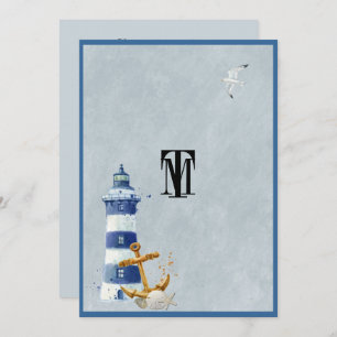 Invitation Beau Nautique, Phare, Ancre, Personnalisé