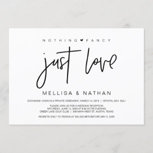Invitation Beau Noir Rien De Fancy Juste Amour, Elopement