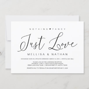 Invitation Beau Noir Rien De Fancy Juste Amour, Elopement