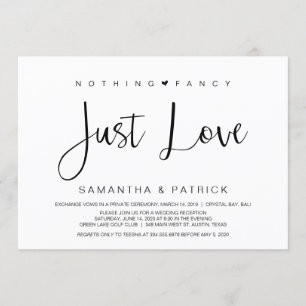 Invitation Beau Noir Rien De Fancy Juste Amour, Elopement