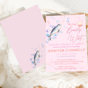 Invitation Beau océan Narwhal coquillages bulles Baby shower