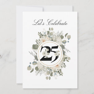Invitation Beau Pastel Floral 25e ANNIVERSAIRE