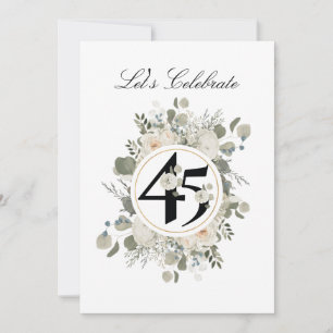 Invitation Beau Pastel Floral 45e ANNIVERSAIRE