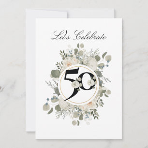 Invitation Beau Pastel Floral 50e ANNIVERSAIRE