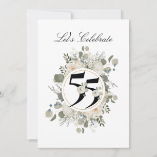 Invitation Beau Pastel Floral 55e ANNIVERSAIRE