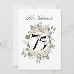 Invitation Beau Pastel Floral 75e ANNIVERSAIRE