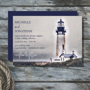 Invitation Beau phare Nautical Beach Mariage