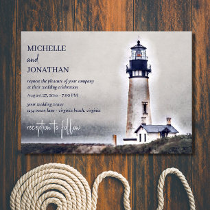 Invitation Beau phare Nautical Beach Mariage