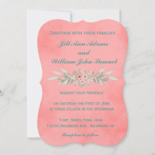 Invitation Beau rose et vert Rustique Mariage floral