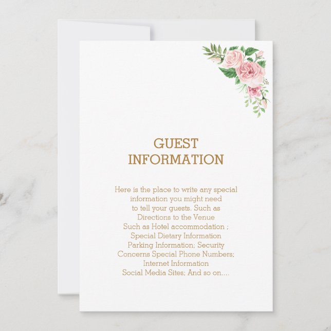 Invitation Beau rose floral élégant Mariage Boho (Devant)