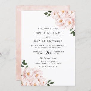 Invitation Beau rose vif Elégant hiver Printemps Mariage