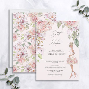 Invitation Beau Sweet sixteen Rose Rose Floral Anniversaire