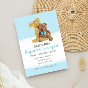 Invitation Beau Teddy Bear Vintage 1er anniversaire