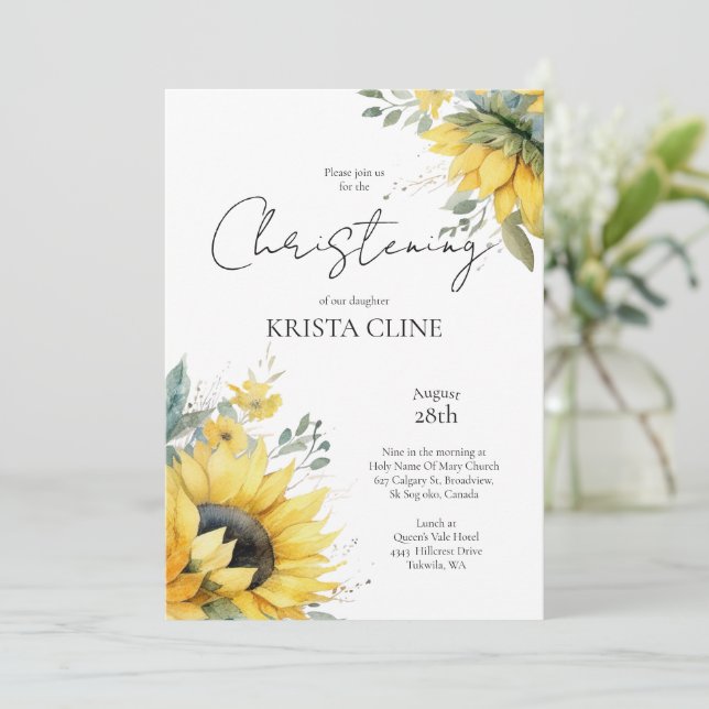 Invitation Beau Tournesol Christening (Debout devant)