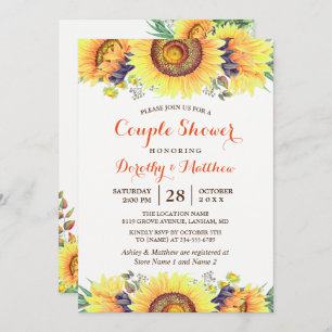 Invitation Beau tournesol Rustique Mariage Douche Couple