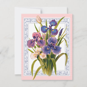 Invitation Beau Vintage Iris Bouquet Anniversaire
