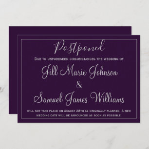 Invitation Beau violet et Mariage argenté Postponed