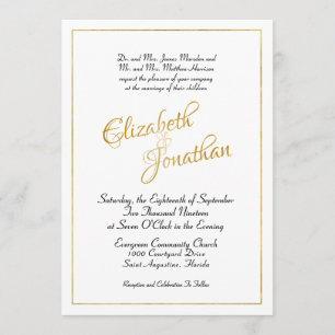 Invitation Beaucoup d'Eaux Écriture Élégante Formal Gold Scri